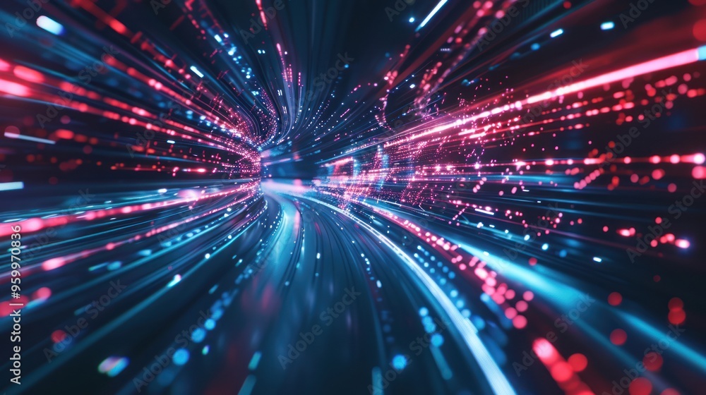Abstract Digital Tunnel with Glowing Lines Abstract Digital Tunnel with Glowing Lines