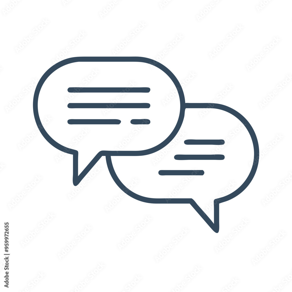 Chat bubbles icon, minimal line style, black and white, messaging and communication concept Chat bubbles icon, minimal line style, black and white, messaging and communication concept