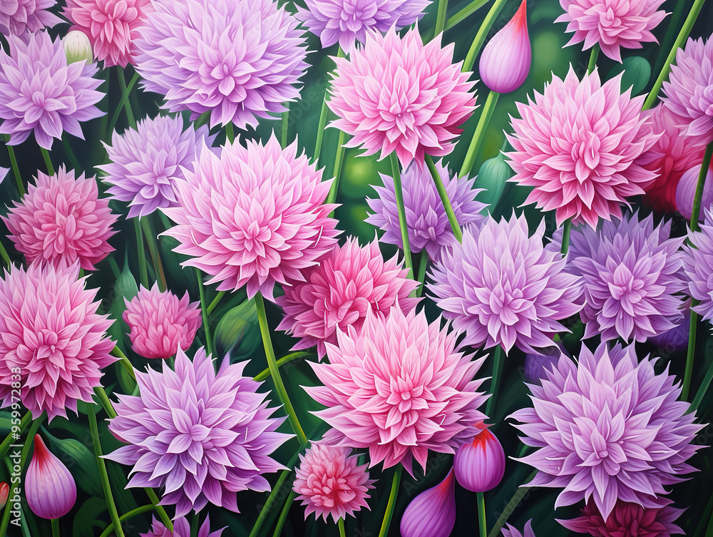 Vibrant Floral Painting in Pink and Purple Vibrant Floral Painting in Pink and Purple