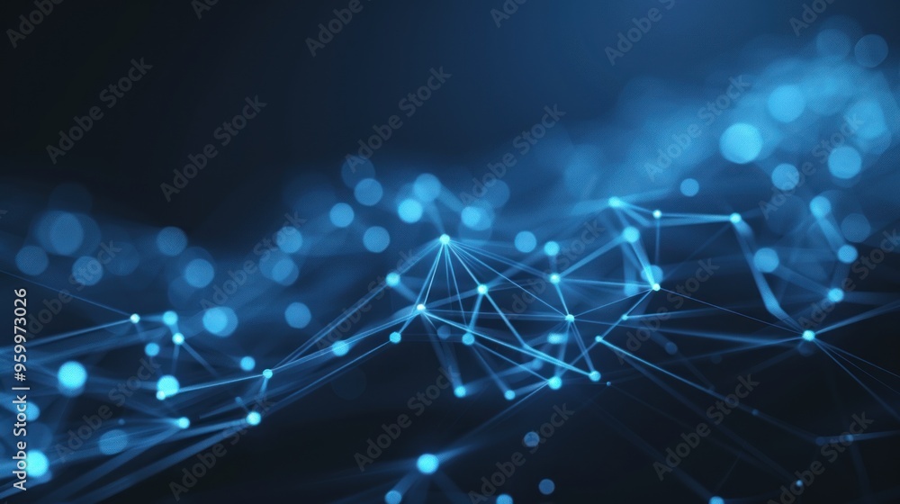 Obraz premium Abstract Blue Network with Glowing Nodes