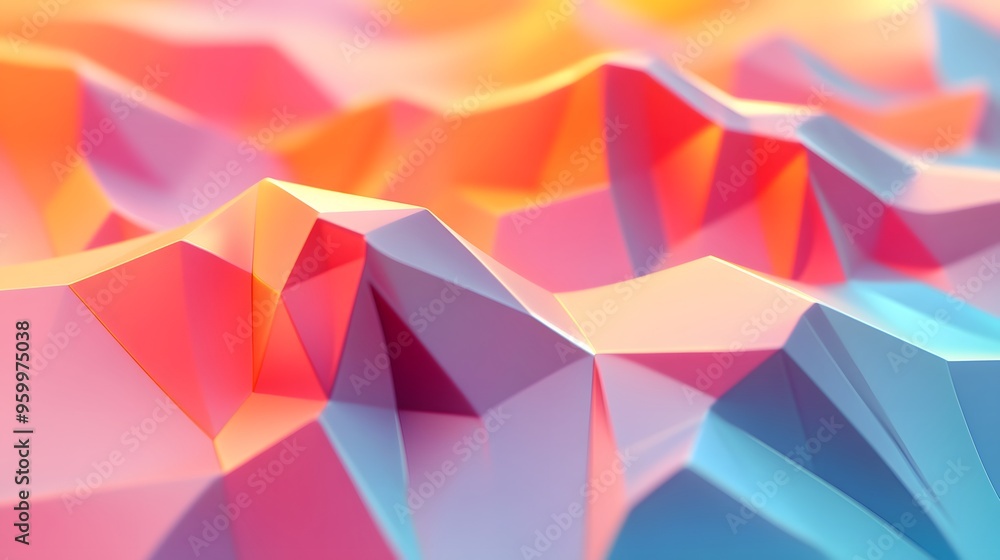 Abstract Geometric Background   Pink  Blue  and Orange Polygonal Pattern