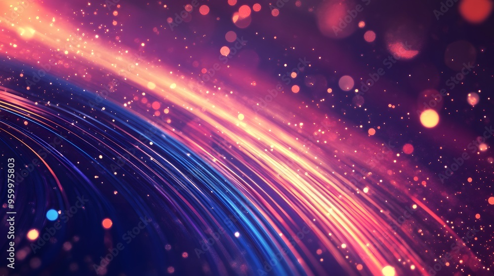 Abstract Purple and Orange Background with Glowing Lights and Curved Lines Abstract Purple and Orange Background with Glowing Lights and Curved Lines
