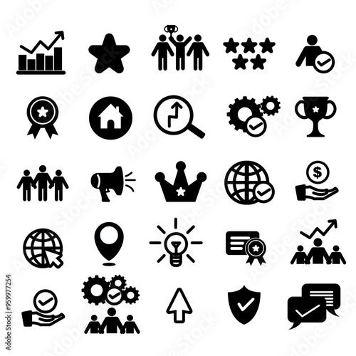 SEO and promotion icons collection. Data analytics, SEO, ads, business. 
