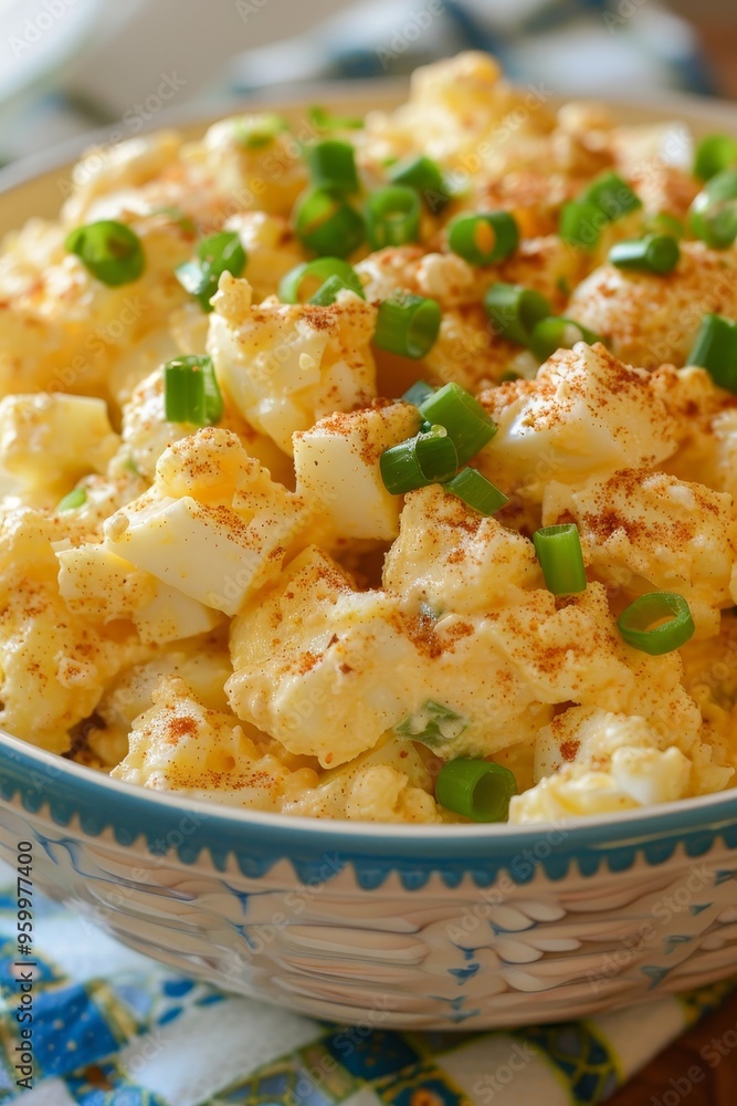 Classic Egg Salad A Close-Up View of Creamy Delight, Sprinkled with Paprika in a Rustic Bowl Classic Egg Salad A Close-Up View of Creamy Delight, Sprinkled with Paprika in a Rustic Bowl