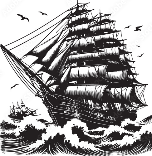 magnificent tall ship vector design clipart flat style artwork