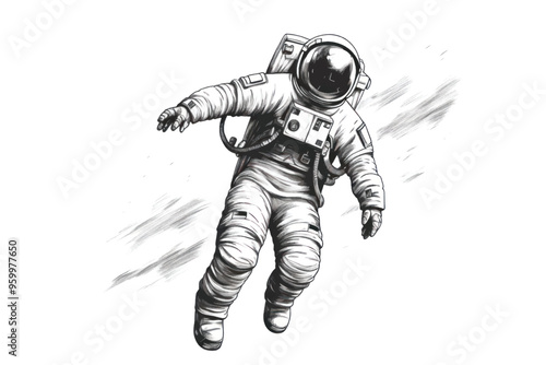 Astronaut floating in space illustration