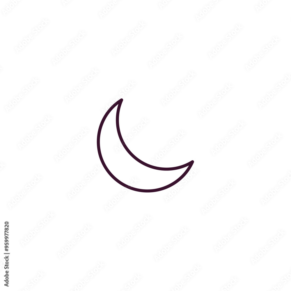 crescent moon outline icon. Linear vector from astronomy concept. Thin line crescent moon icon isolated on white background crescent moon outline icon. Linear vector from astronomy concept. Thin line crescent moon icon isolated on white background