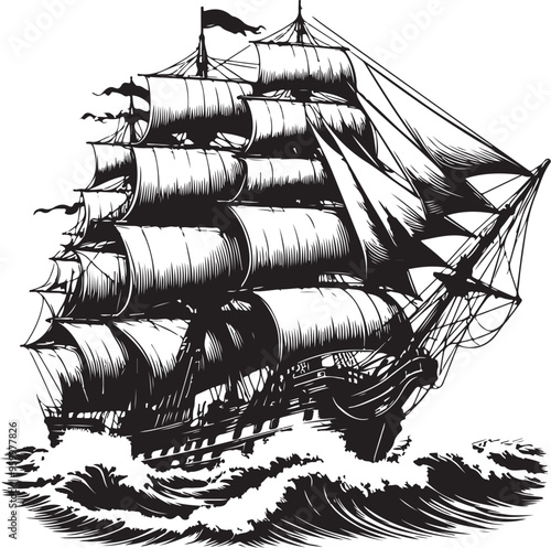 magnificent tall ship vector design clipart flat style artwork photo