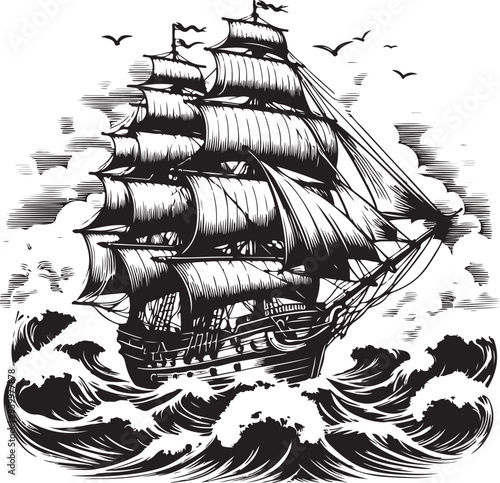 magnificent tall ship vector design clipart flat style artwork photo