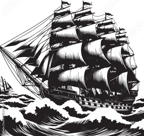 magnificent tall ship vector design clipart flat style artwork
