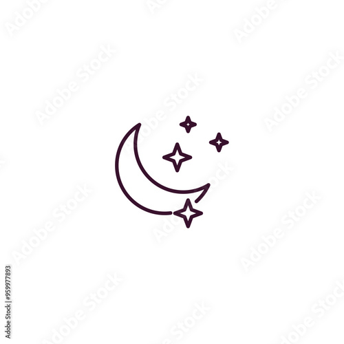 half moon outline icon. Linear vector from astronomy concept. Thin line half moon icon isolated on white background