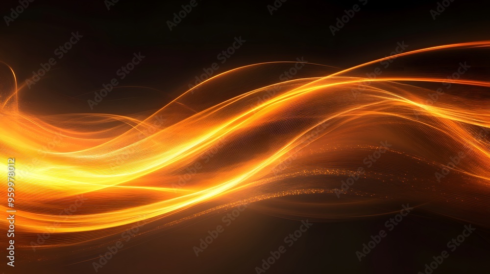 Obraz premium Abstract Golden Waves on Black Background