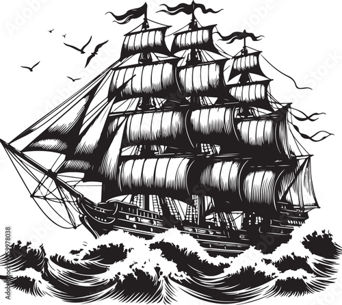 magnificent tall ship vector design clipart flat style artwork photo