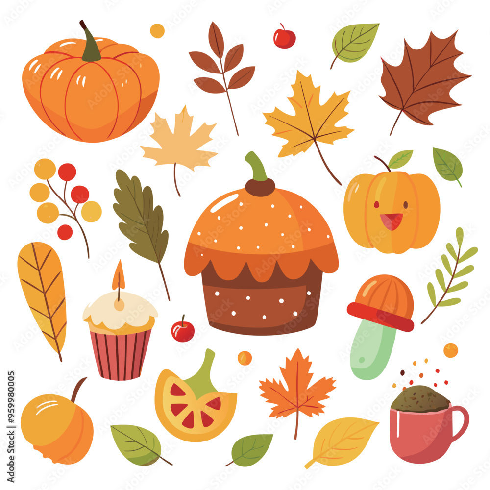 vector flat design elements collection for Autumn season vector flat design elements collection for Autumn season
