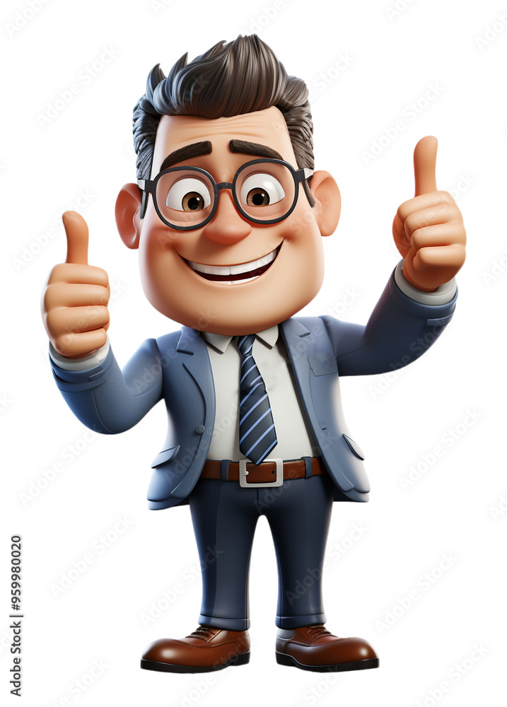 3d businessman character with ok finger symbol, isolated on transparent background, generated ai 3d businessman character with ok finger symbol, isolated on transparent background, generated ai
