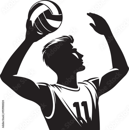 male volleyball player vector design clipart flat style artwork photo