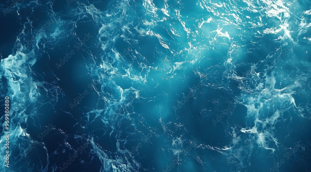 Fototapeta premium Sunlight reflecting off calm blue ocean waves.