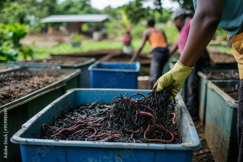 Community-led vermiculture initiative regenerates urban soils, using worm compost to enhance plant growth photo