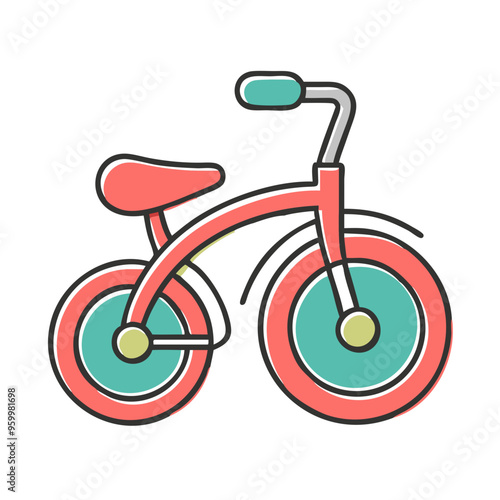 Children's drawing of a bicycle in pastel colors, minimalist style