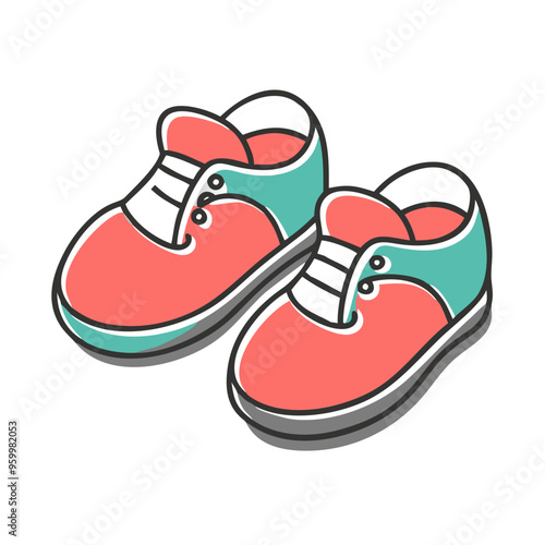 Children's drawing of a pair of shoes in pastel colors, minimalist style