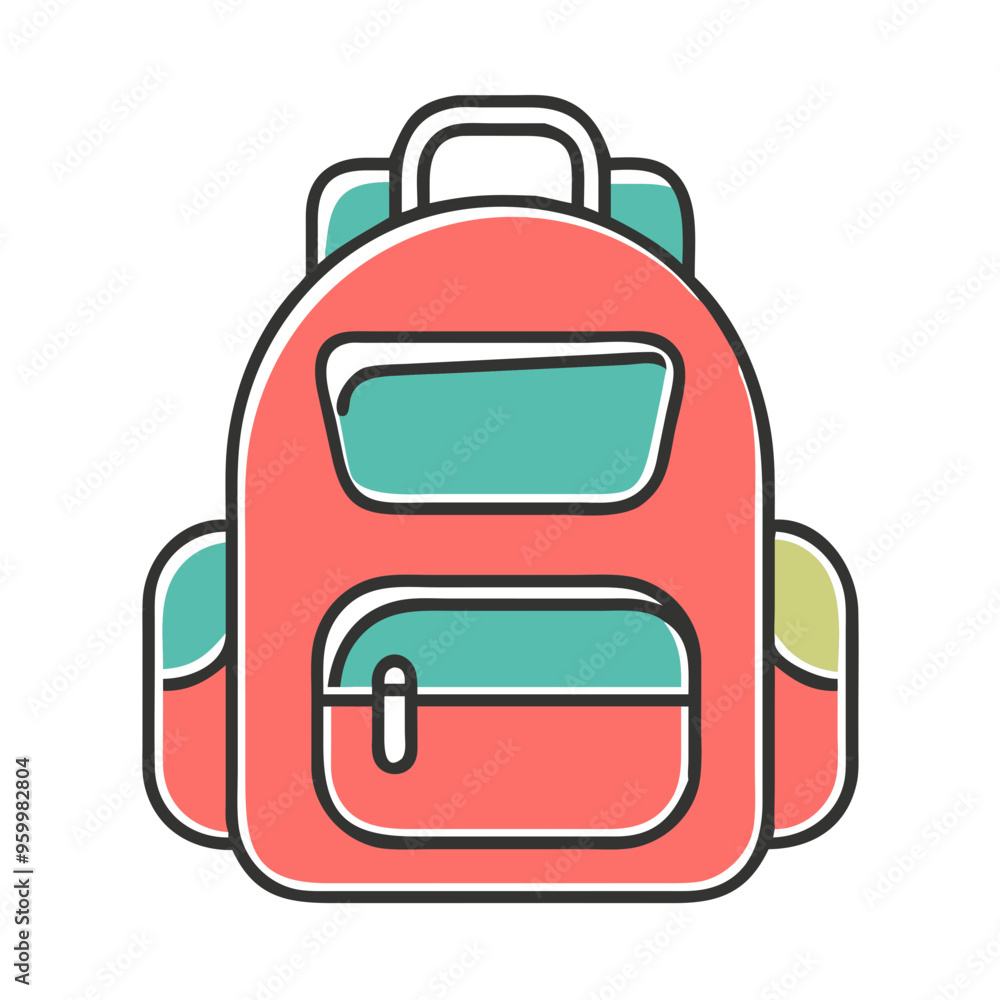 Children's drawing of a backpack in pastel colors, minimalist style Children's drawing of a backpack in pastel colors, minimalist style