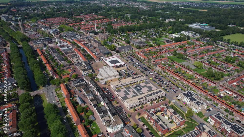 Aerial panorama of the city Emmeloord in the Netherlands on a sunny day in summer Aerial panorama of the city Emmeloord in the Netherlands on a sunny day in summer