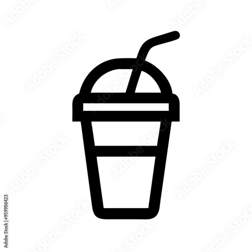 Stylized drink cup with lid and straw icon on white background