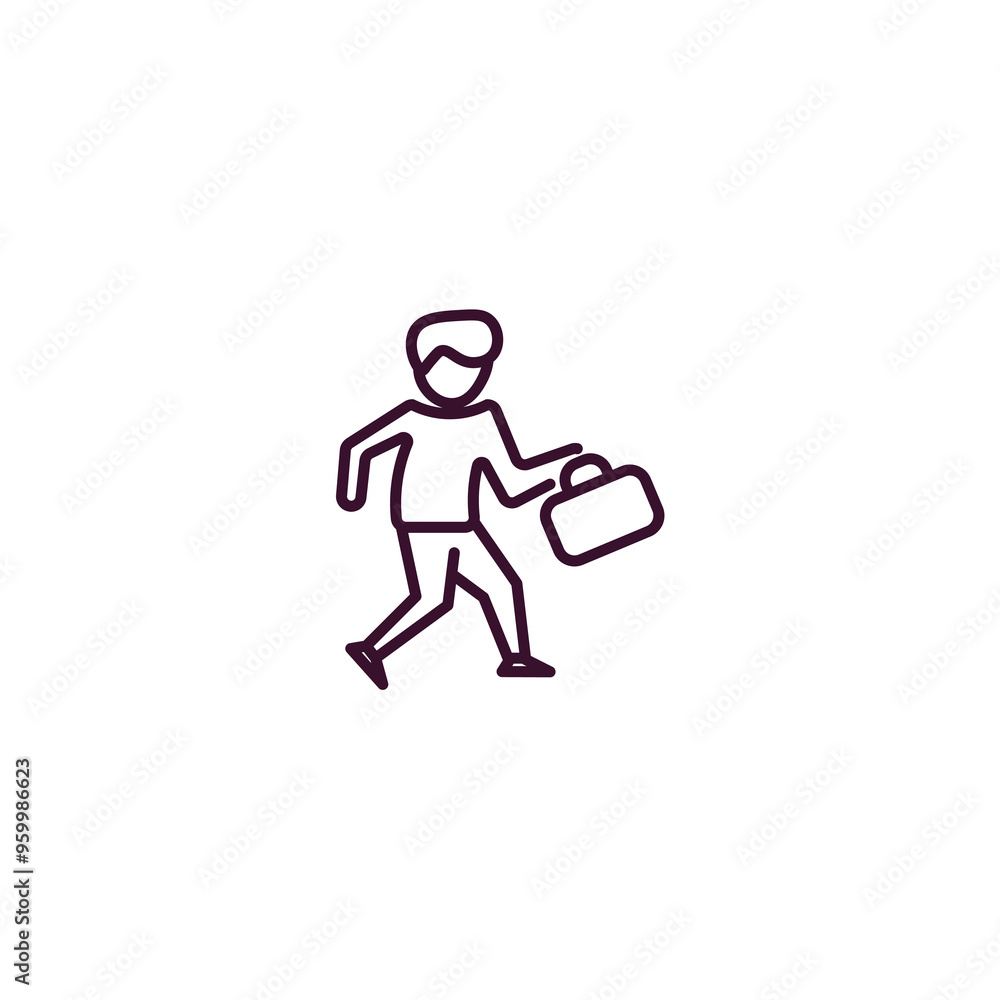 employee going to work outline icon. Linear vector from business concept. Thin line employee going to work icon isolated on white background employee going to work outline icon. Linear vector from business concept. Thin line employee going to work icon isolated on white background