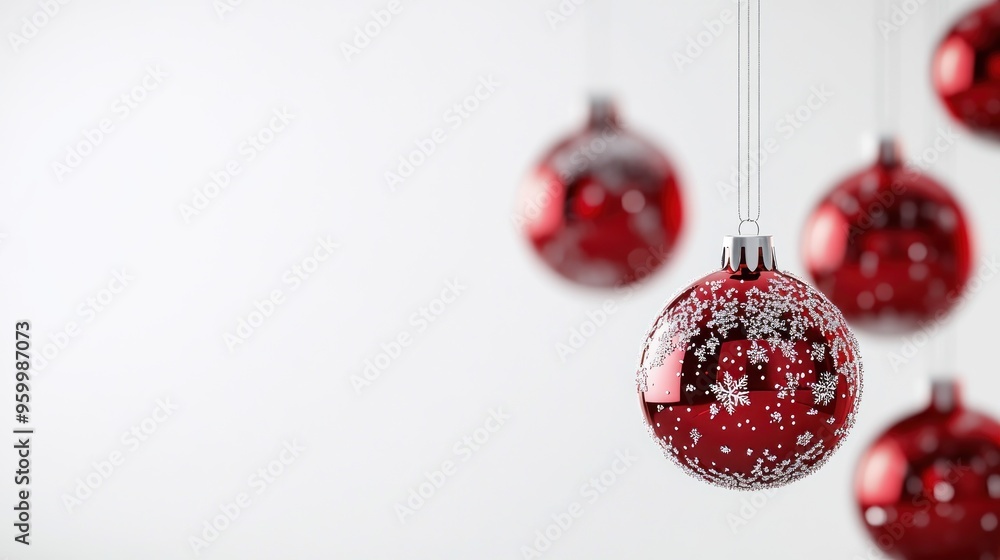 Red Christmas Ornaments with White Snowflake Design Red Christmas Ornaments with White Snowflake Design