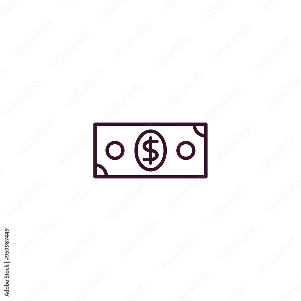 dollar bills outline icon. Linear vector from business concept. Thin line dollar bills icon isolated on white background dollar bills outline icon. Linear vector from business concept. Thin line dollar bills icon isolated on white background