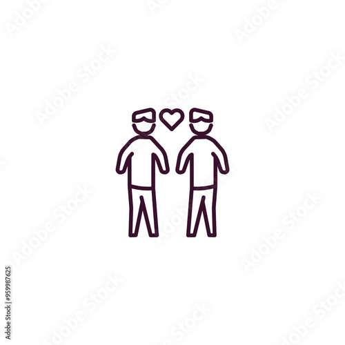men couple outline icon. Linear vector from business concept. Thin line men couple icon isolated on white background