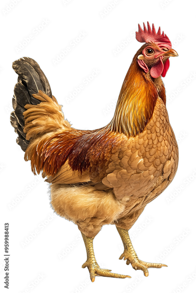 Fototapeta premium Brown chicken standing on a transparent background