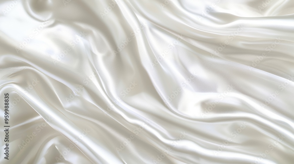 Fototapeta premium Luxury White Silk Background, Elegant Satin Texture. Material Cloth, Wave Folds, Design Shape