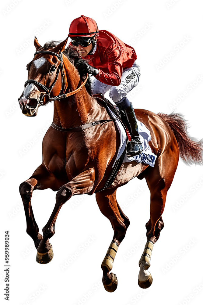 Jockey on Horse Isolated on Transparent Background Jockey on Horse Isolated on Transparent Background