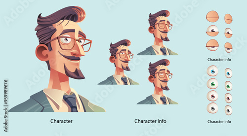 Happy man
Set of man emotion. Vector flat style illustration.