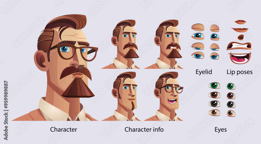 Εκτύπωση καμβά Disciplined man
Set of man emotion