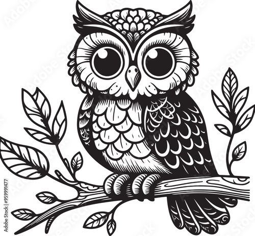 owl vector design clipart flat style artwork