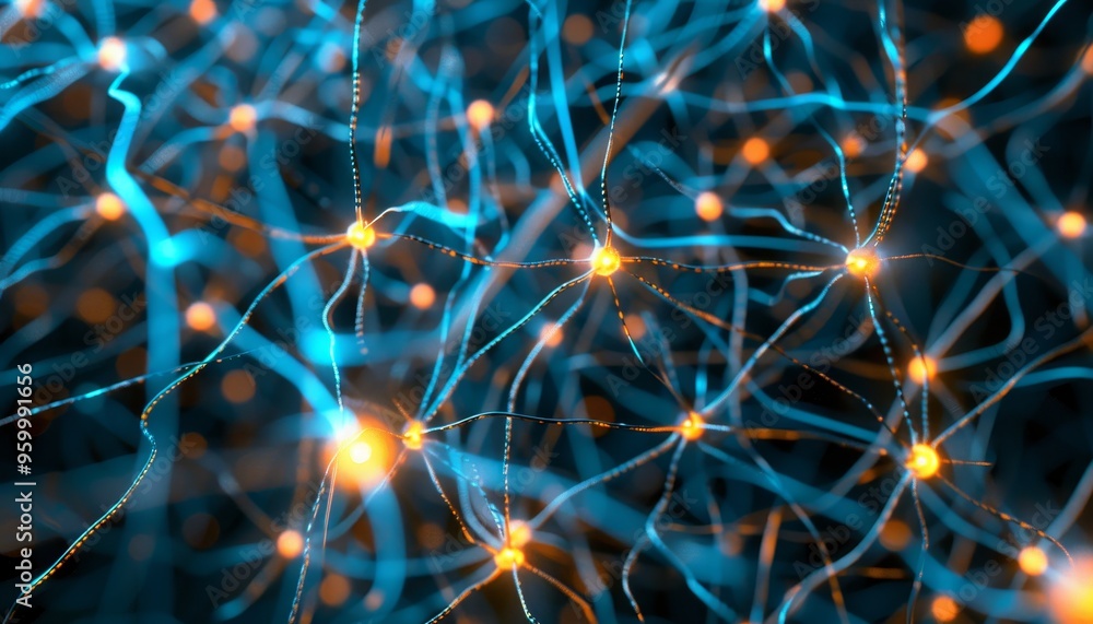 Abstract Neural Network - Blue and Orange Abstract Neural Network - Blue and Orange