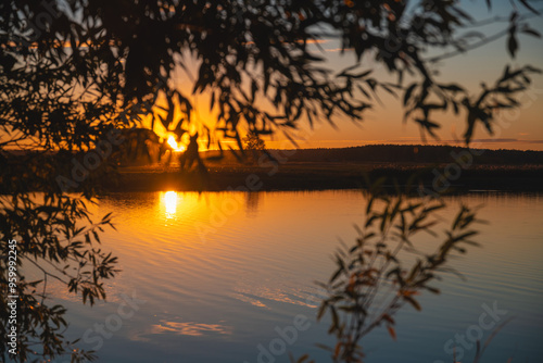 Beautiful view of the autumn nature, the river