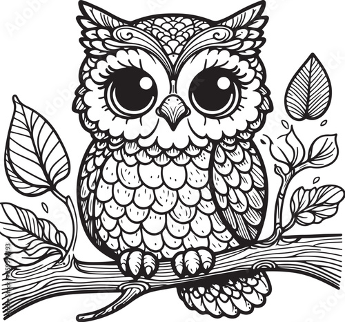 owl vector design clipart flat style artwork photo