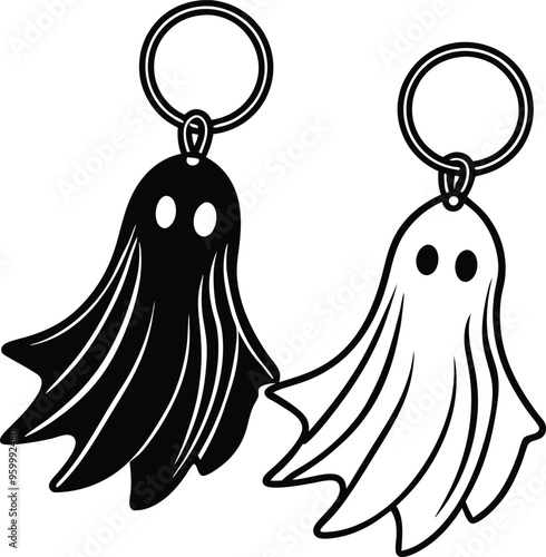 Spooky Ghost Keyring Halloween Illustration Design