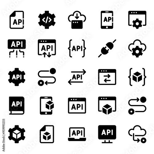 Glyph icons set for Application programming interface