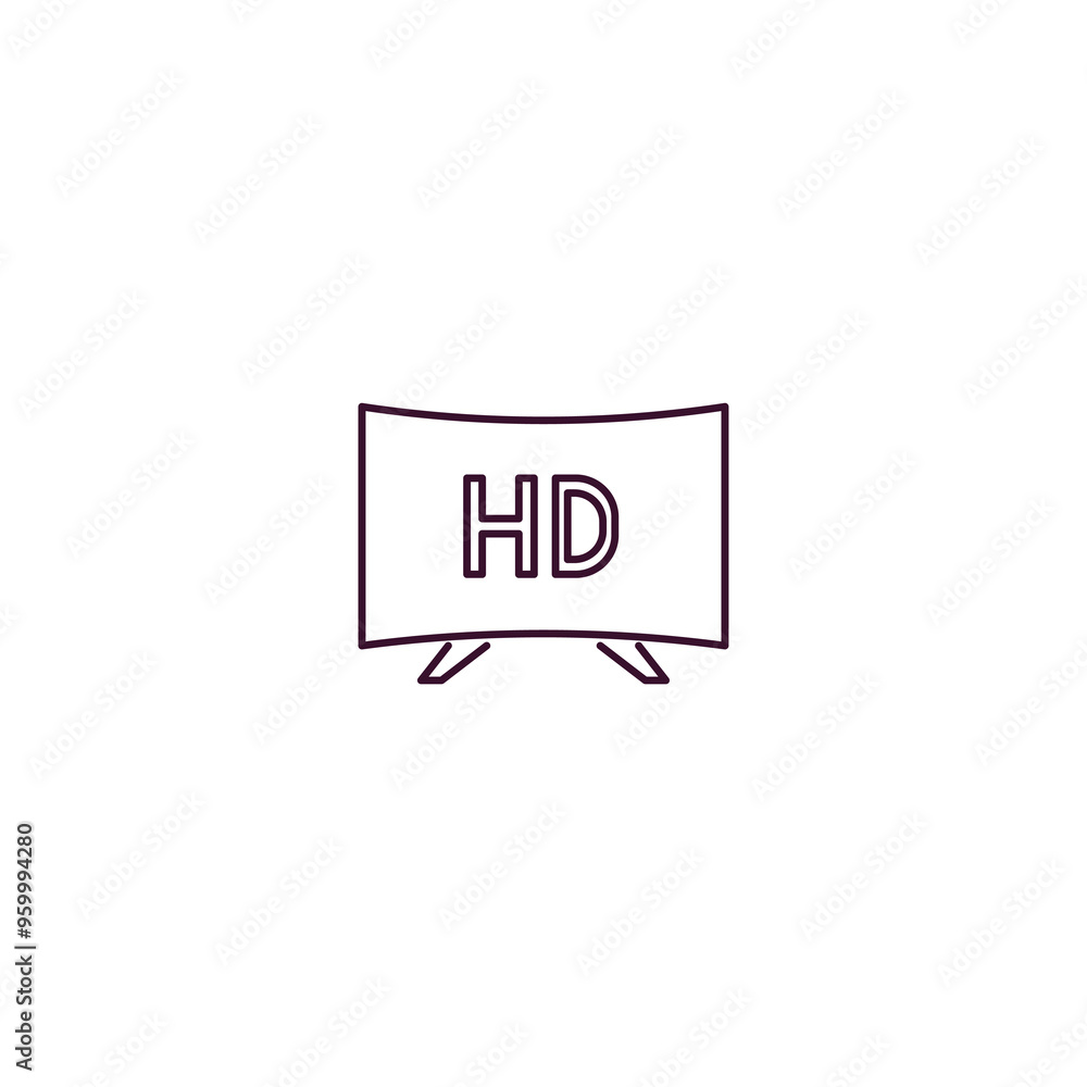Obraz premium 1080p hd tv outline icon. Linear vector from cinema concept. Thin line 1080p hd tv icon isolated on white background