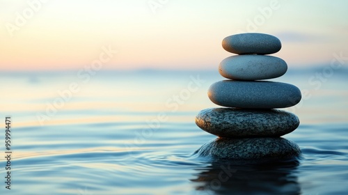 A zen icon of a smooth stone stack, symbolizing tranquility and stability.