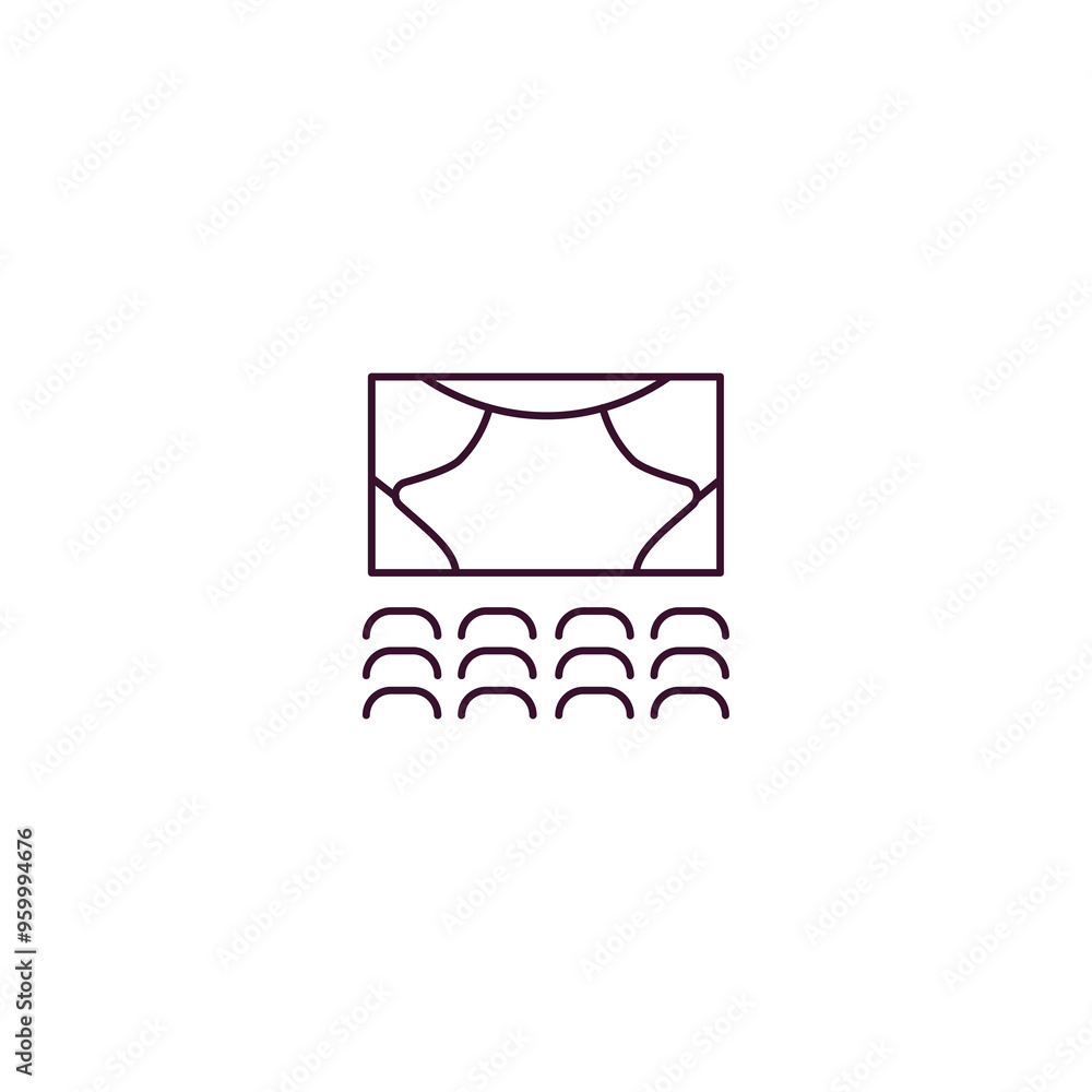 cinema audience outline icon. Linear vector from cinema concept. Thin line cinema audience icon isolated on white background cinema audience outline icon. Linear vector from cinema concept. Thin line cinema audience icon isolated on white background