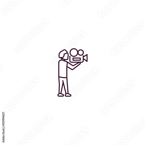 cameraman outline icon. Linear vector from cinema concept. Thin line cameraman icon isolated on white background