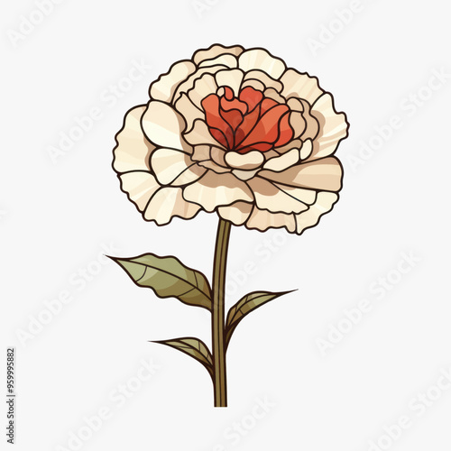 Elegant hand-drawn blooming flower