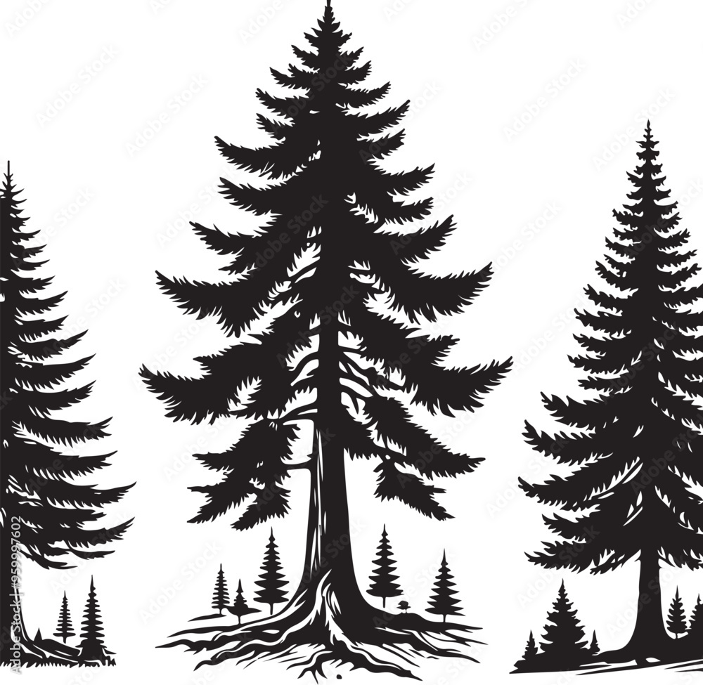 Obraz premium pine tree vector design clipart flat style artwork