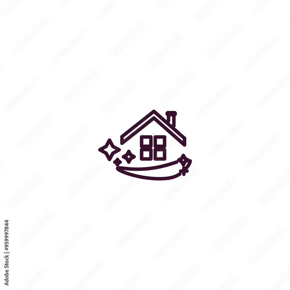 cleaning house outline icon. Linear vector from cleaning concept. Thin line cleaning house icon isolated on white background cleaning house outline icon. Linear vector from cleaning concept. Thin line cleaning house icon isolated on white background