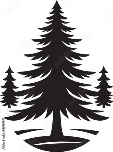 pine tree vector design clipart flat style artwork photo